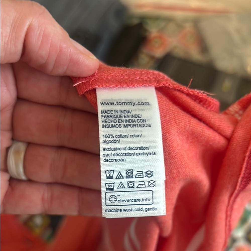Tommy Hilfiger Men's Orange-Red Striped Shirt - Picture 7 of 7